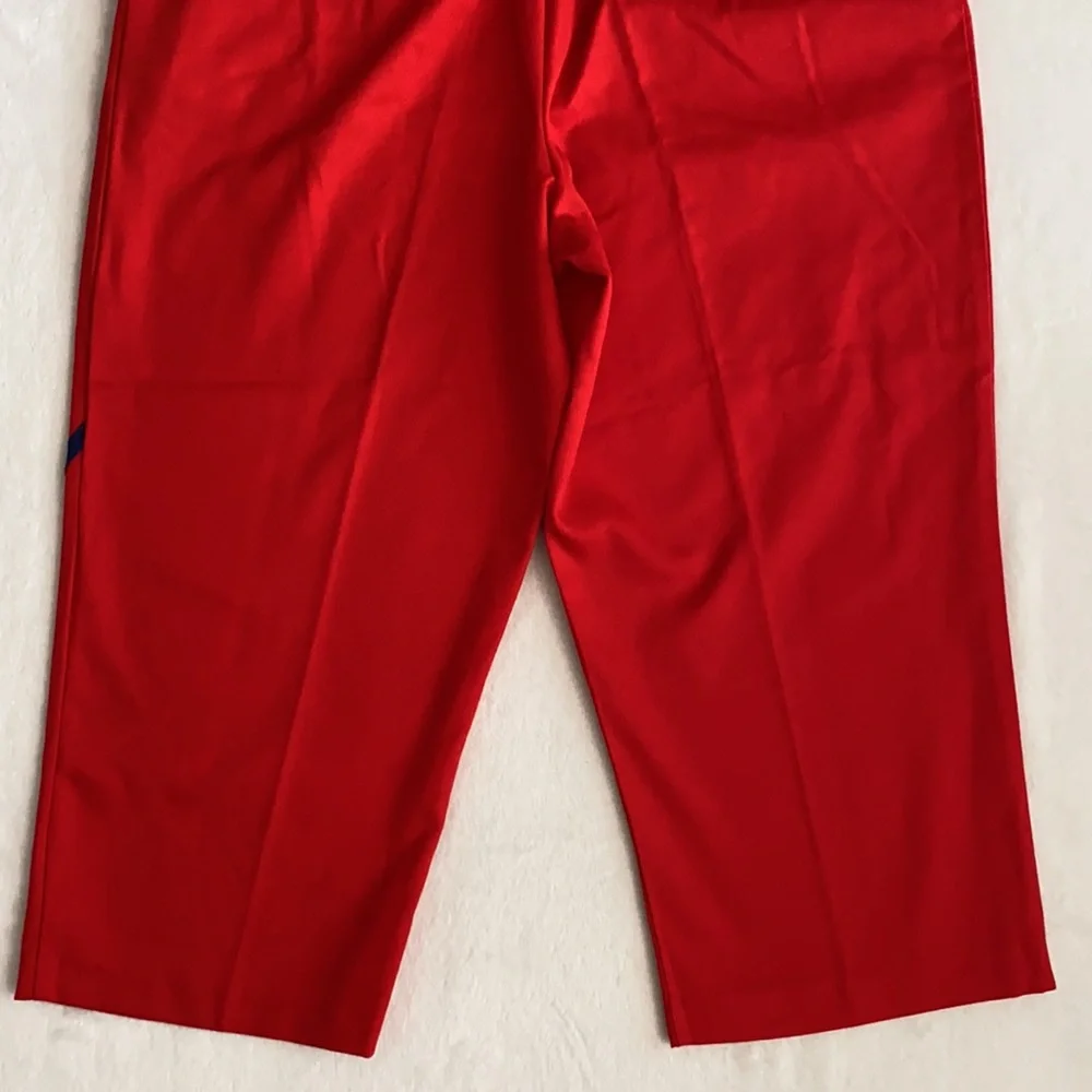 {VTG} The Frog Pond | 80s Embroidered Flags High Waisted Pleated Capri Pants Red - Picture 15 of 16